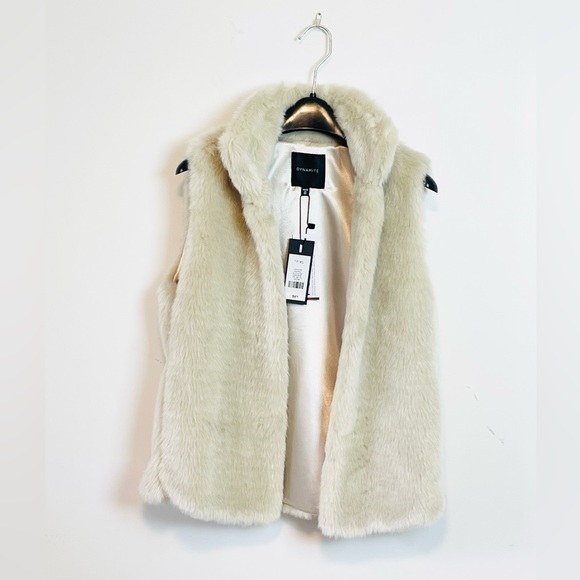 New Dynamite Faux Fur light Beige Vest - Picture 1 of 7